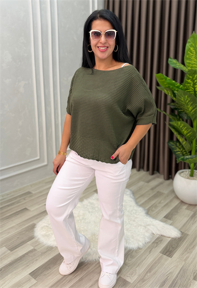DORA AJURLU TRİKO BLUZ HAKİ YEŞİLİ