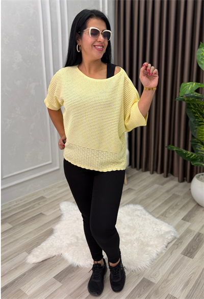 DORA AJURLU TRİKO BLUZ SARI