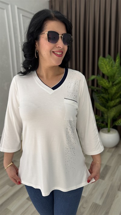 ELEGANCE TOUCH PREMIUM BLUZ BEYAZ