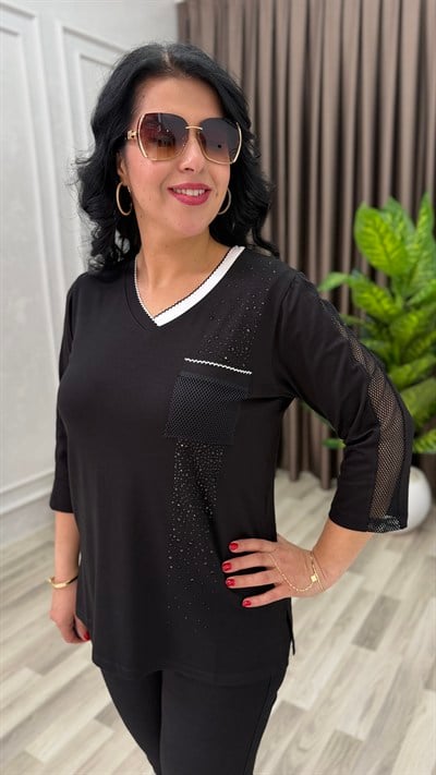 ELEGANCE TOUCH PREMIUM BLUZ SİYAH