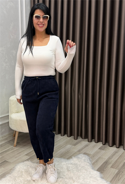 Milano Havuç Model Kadife Pantolon Lacivert