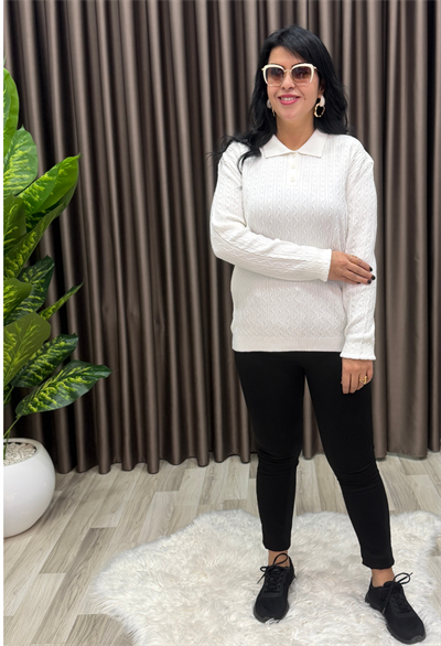 MONA KAŞMİR ELİT TRİKO BEYAZ