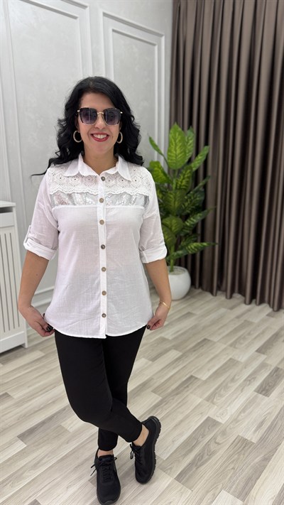 ROYAL STITCH KETEN GÖMLEK BEYAZ