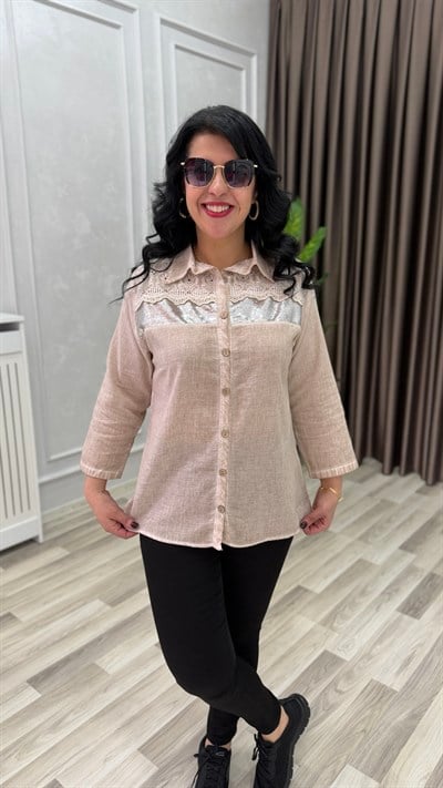 ROYAL STITCH KETEN GÖMLEK KREM