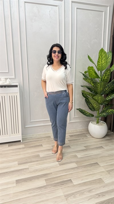 STAR STEP DENIM PANTOLON