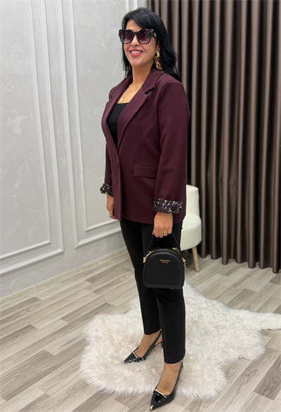 Stilora Blazer Ceket Bordo