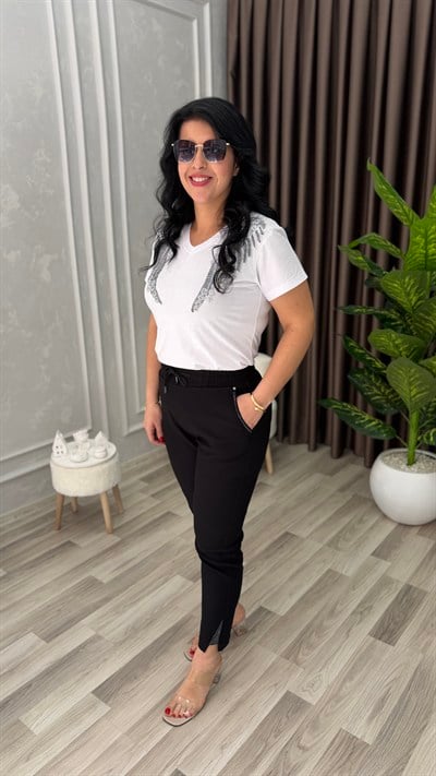 STREET SOFT LİKRALI KETEN PANTOLON SİYAH