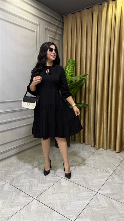 VALERIA VOLANLI ELBİSE SİYAH