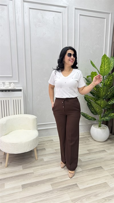 VEGA PALAZZO MODEL PREMIUM PANTOLON KAHVERENGİ
