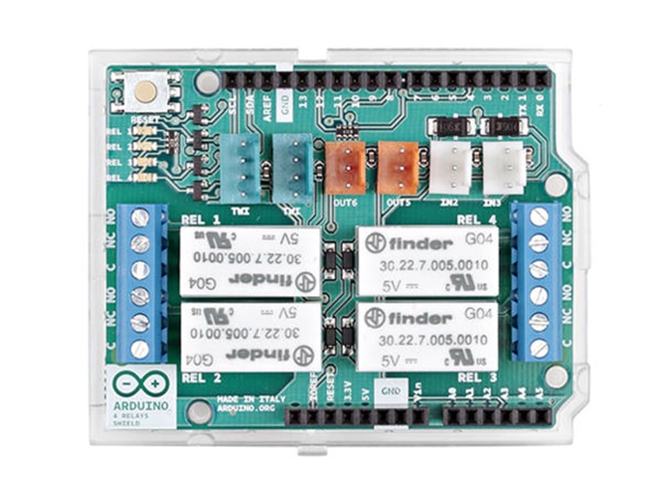Orjinal Arduino 4'lü Röle Shield Kartı / Arduino 4 Relays Shield