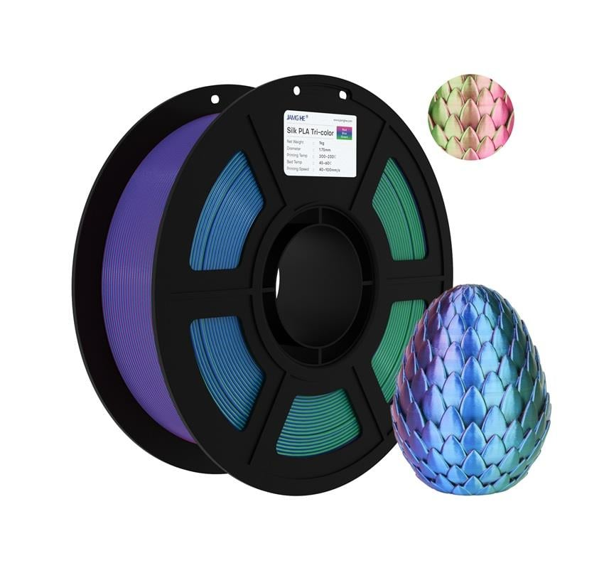 JAMG HE Üç Renk Silk PLA Kırmızı Mavi Yeşil Filament 1.75mm 1Kg