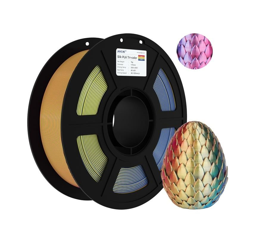 JAMG HE Üç Renk Silk PLA Kırmızı Sarı Mavi Filament 1.75mm 1Kg