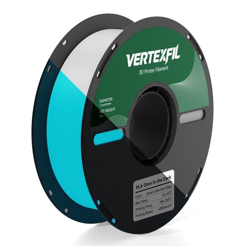 VERTEXFIL PLA Glow Karanlıkta Parlayan Filament Mavi 1.75mm 1Kg
