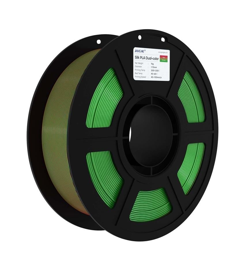 JAMG HE Çift Renkli Silk PLA Kırmızı Yeşil Filament 1.75mm 1Kg