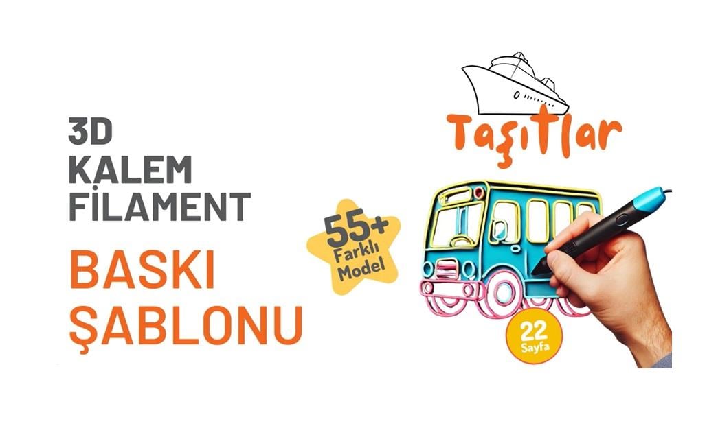 3D Kalem Filament 1.75m PLA Taşıtlar Şablon Seti