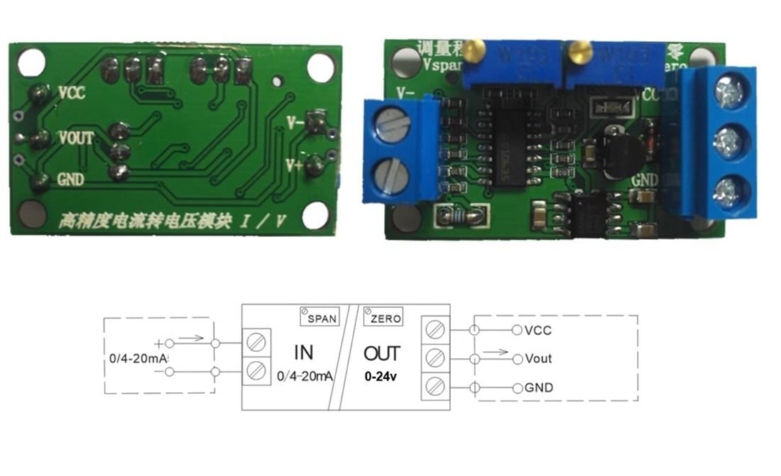 4-20ma Akım 0-24v Voltaj Çevirici Modül