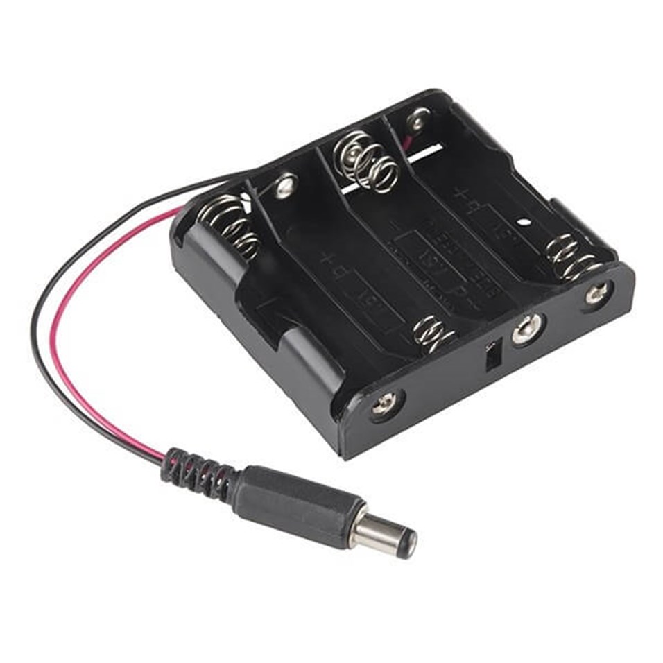 4' lü 1,5v AA Kalem Pil Yatağı 2,1mm Barrel Jacklı