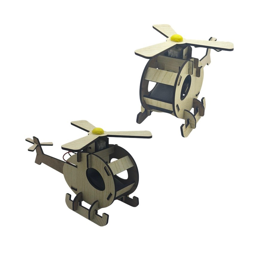 Ahşap Motorlu Helikopter Robot STEM Eğitim Seti