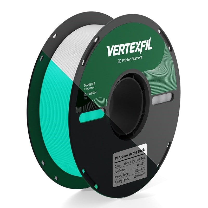 VERTEXFIL PLA Glow Karanlıkta Parlayan Filament Turkuaz 1.75mm 1Kg