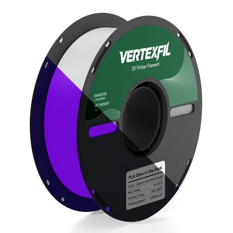 VERTEXFIL PLA Glow Karanlıkta Parlayan Filament Mor 1.75mm 1Kg