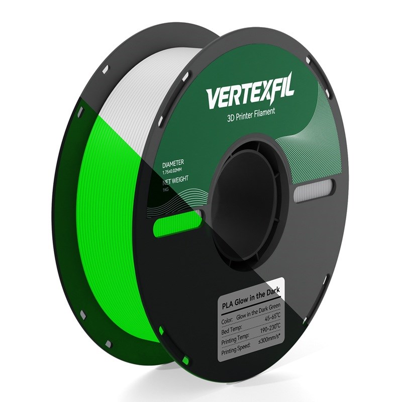 VERTEXFIL PLA Glow Karanlıkta Parlayan Filament Yeşil 1.75mm 1Kg