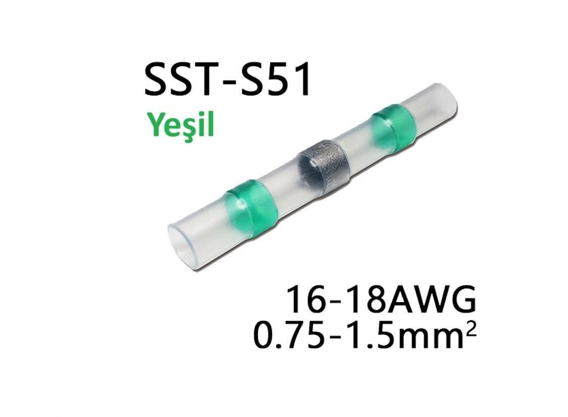 Lehimli Makaron Isı ile Daralan Lehimli Makaron SST S51 Yeşil