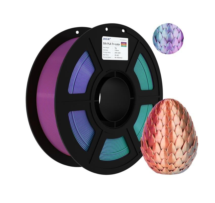 JAMG HE Üç Renk Silk PLA Mor Turuncu Mavi Filament 1.75mm 1Kg