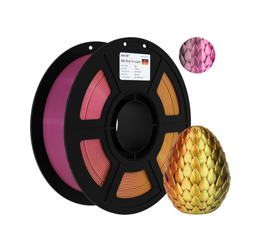 JAMG HE Üç Renk Silk PLA Siyah Kırmızı Altın Filament 1.75mm 1Kg