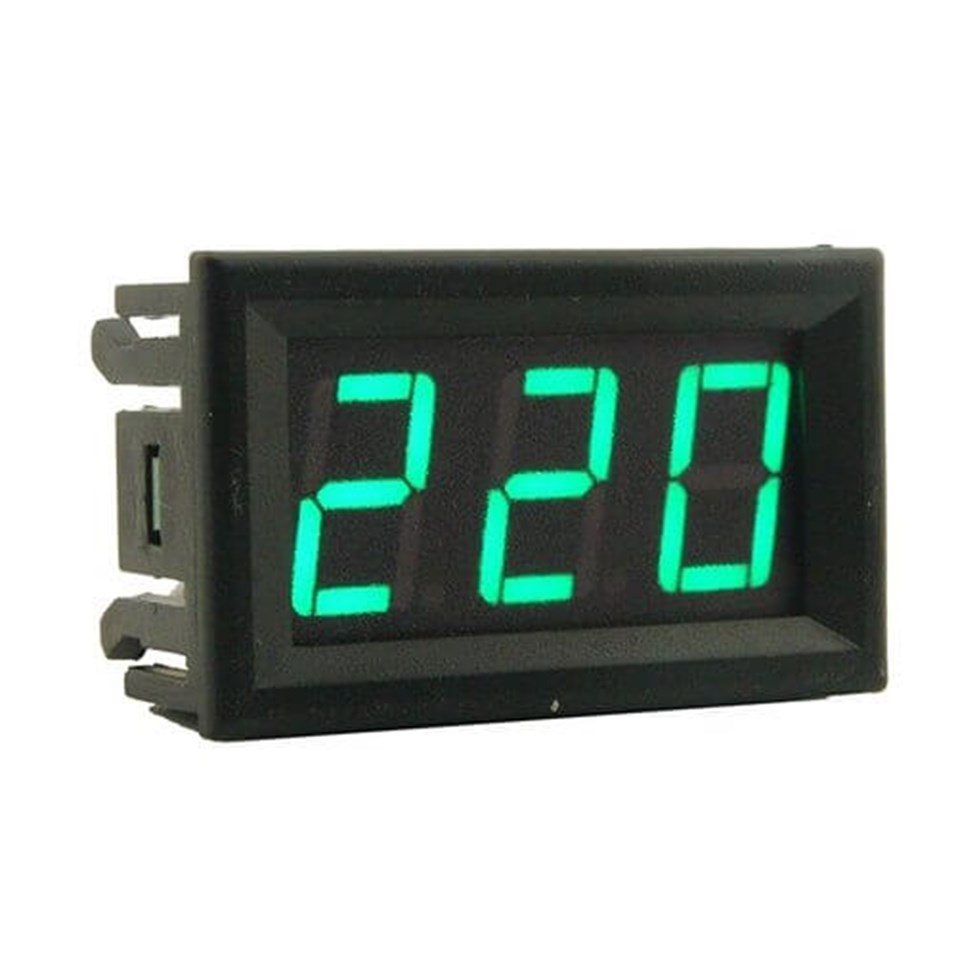 Dijital Panel Voltmetre AC 60-500 Volt Yeşil