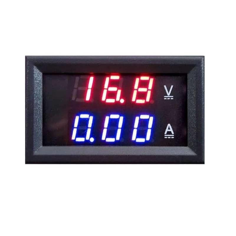 Dijital Voltmetre Ampermetre DC 0 100V 10A Kırmızı Mavi Panel Tipi