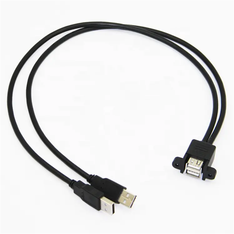  Erkek Dişi Çift USB A Tip Panel Tipi Uzatma Kablo 30cm