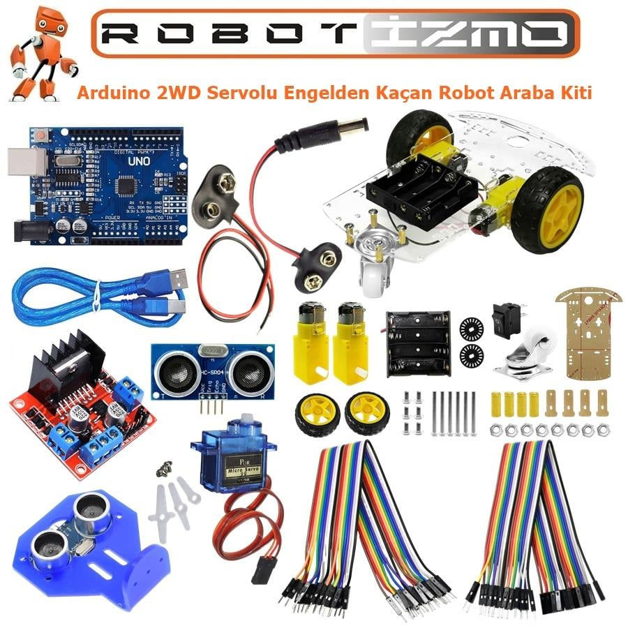 Arduino 2WD Servolu Engelden Kaçan Robot Araba Kiti