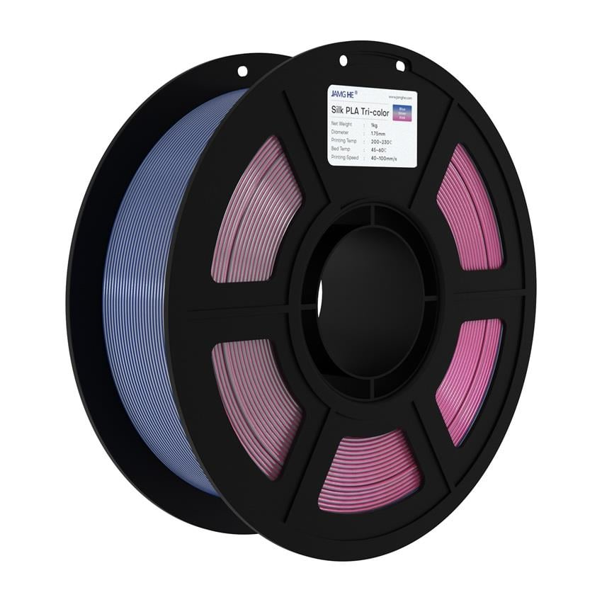 JAMG HE Üç Renk Silk PLA Mavi Gümüş Pembe Filament 1.75mm 1Kg