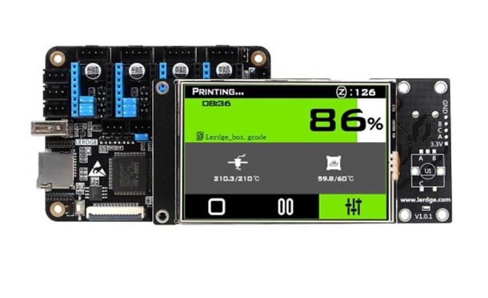 LERDGE-X 3D Yazıcı 32Bit Anakart 3.5 Inç Dokunmatik Ekran Kontrol 