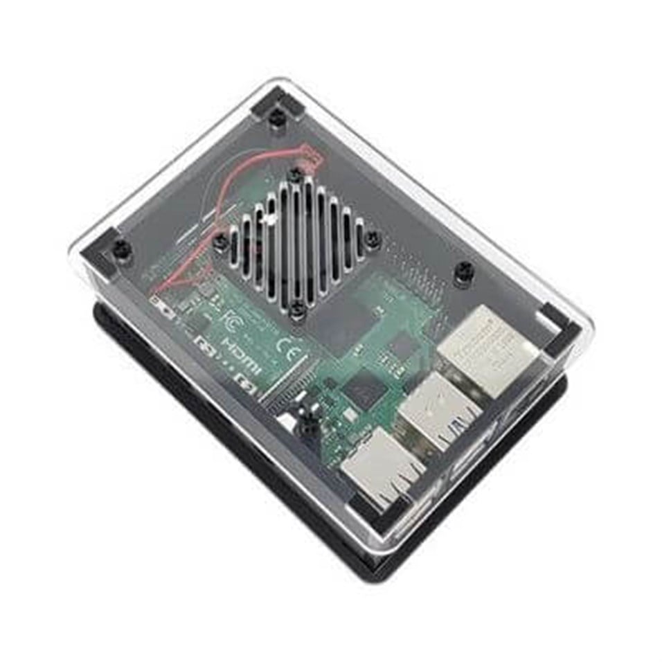 Raspberry Pi 4 Fanlı Muhafaza Kutusu Şeffaf Pi Hut 
