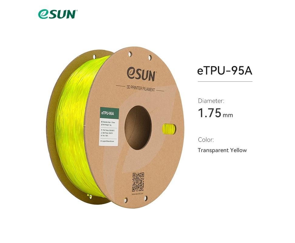 eSUN eTPU 95A Filament Şeffaf Sarı 1.75mm 1Kg