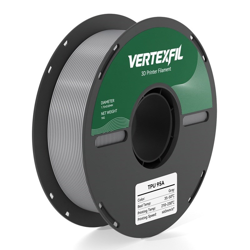 VERTEXFIL TPU 95A Flex Esnek Filament Gri 1.75mm 1Kg