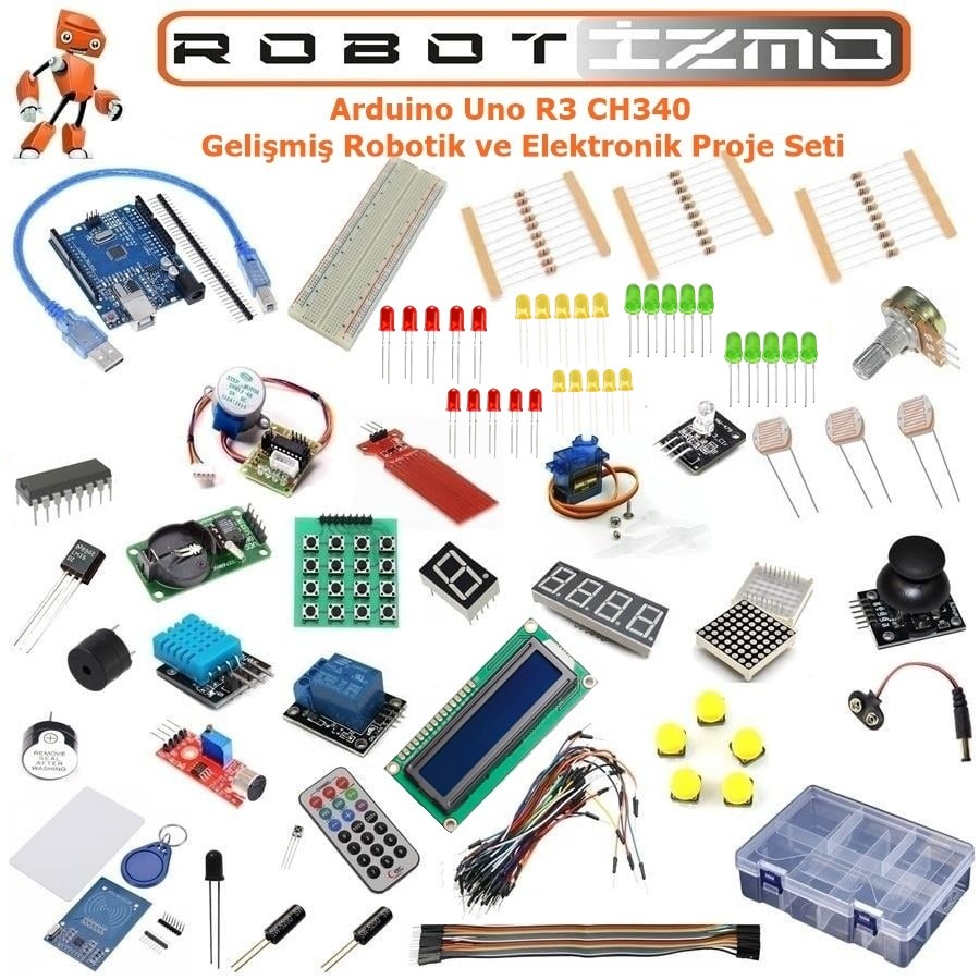 Arduino Uno R3 CH340 Gelişmiş Robotik ve Elektronik Proje Seti