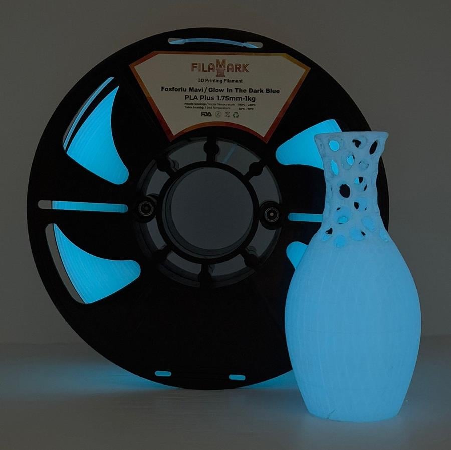 FilaMark PLA Plus Karanlıkta Parlayan Fosforlu Mavi Filament 1Kg