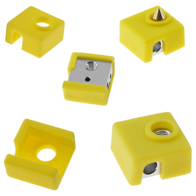 3D Yazıcı MK8 Alüminyum Isıtıcı Blok Silikonu Sarı
