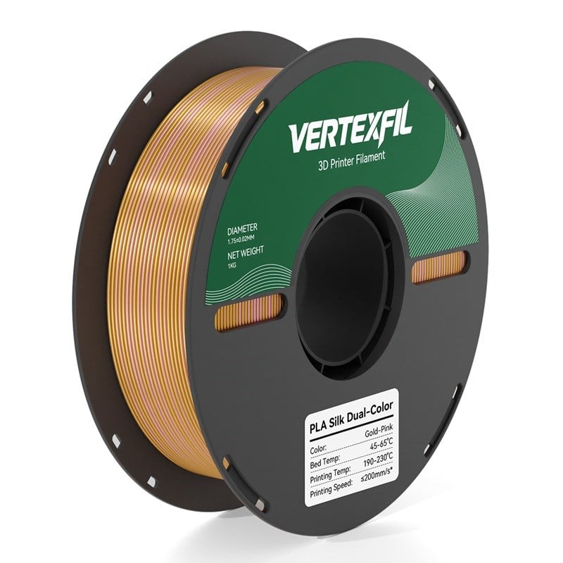 VERTEXFIL Çift Renkli Silk PLA Altın Pembe Filament 1.75mm 1Kg