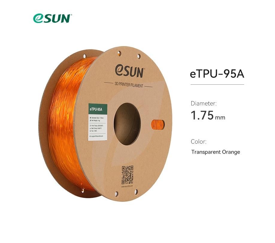 eSUN eTPU 95A Filament Şeffaf Turuncu 1.75mm 1Kg