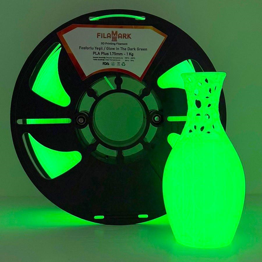 FilaMark PLA Plus Karanlıkta Parlayan Fosforlu Yeşil Filament 1.75mm 1Kg