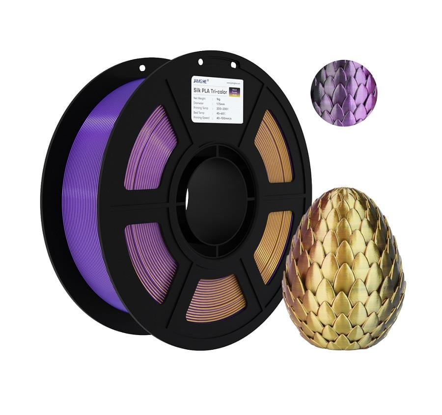 JAMG HE Üç Renk Silk PLA Siyah Mor Altın Filament 1.75mm 1Kg