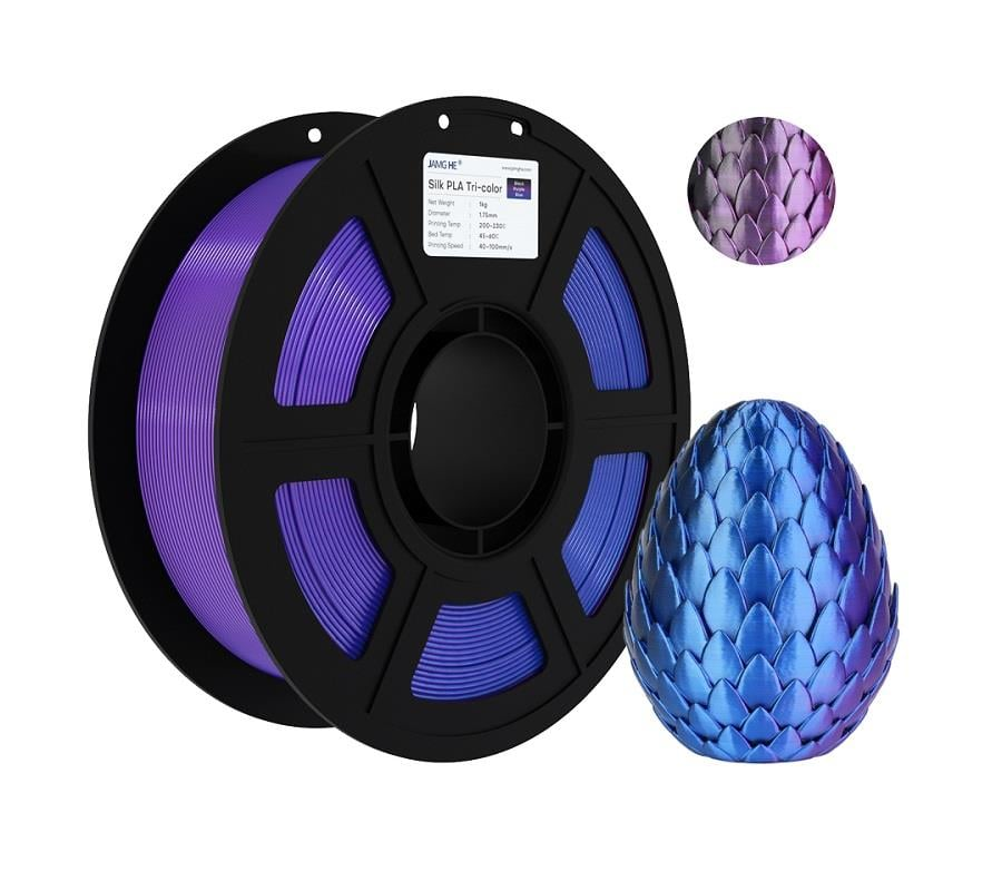 JAMG HE Üç Renk Silk PLA Siyah Mor Mavi Filament 1.75mm 1Kg