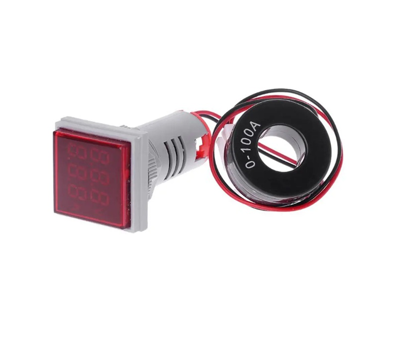 AC 60-500V 0-100A Kırmızı 22mm Dijital Voltmetre Ampermetre