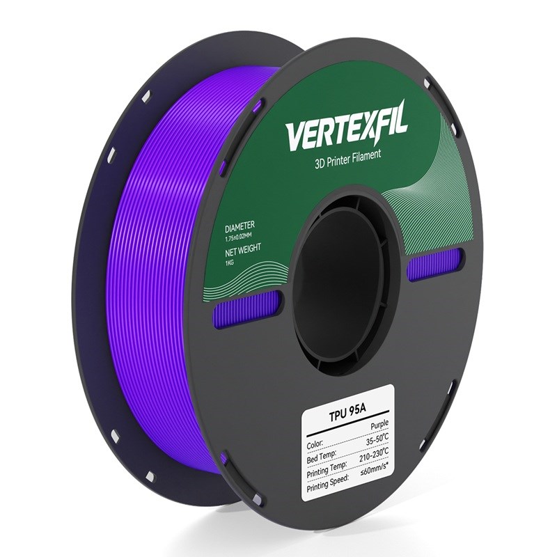 VERTEXFIL TPU 95A Flex Esnek Filament Mor 1.75mm 1Kg