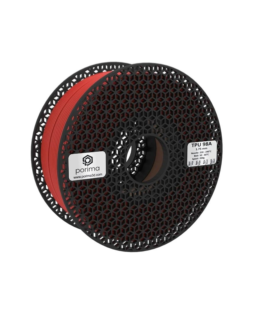 Porima TPU Flex 98A Esnek Filament Kırmızı 1.75mm 1Kg