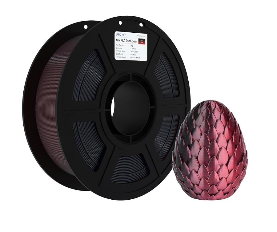 JAMG HE Çift Renkli Silk PLA Siyah Kırmızı Filament 1.75mm 1Kg