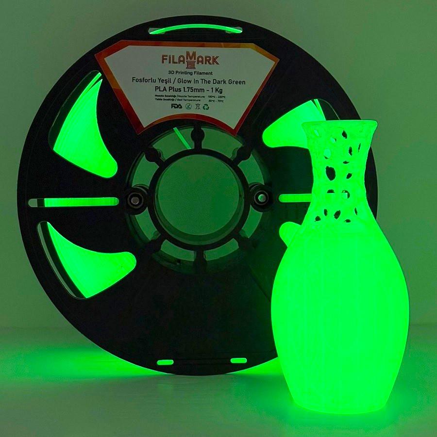 FilaMark PLA Plus Karanlıkta Parlayan Fosforlu Yeşil Filament 1.75mm 1Kg